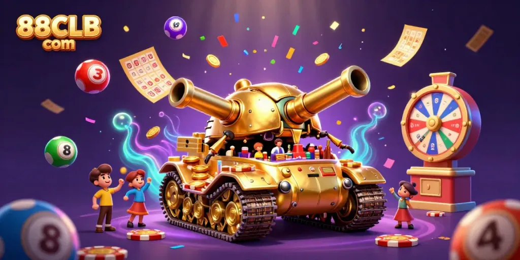 Engage with exciting games at 88CLB com inside a gold beetle tank casino buzzing with action.