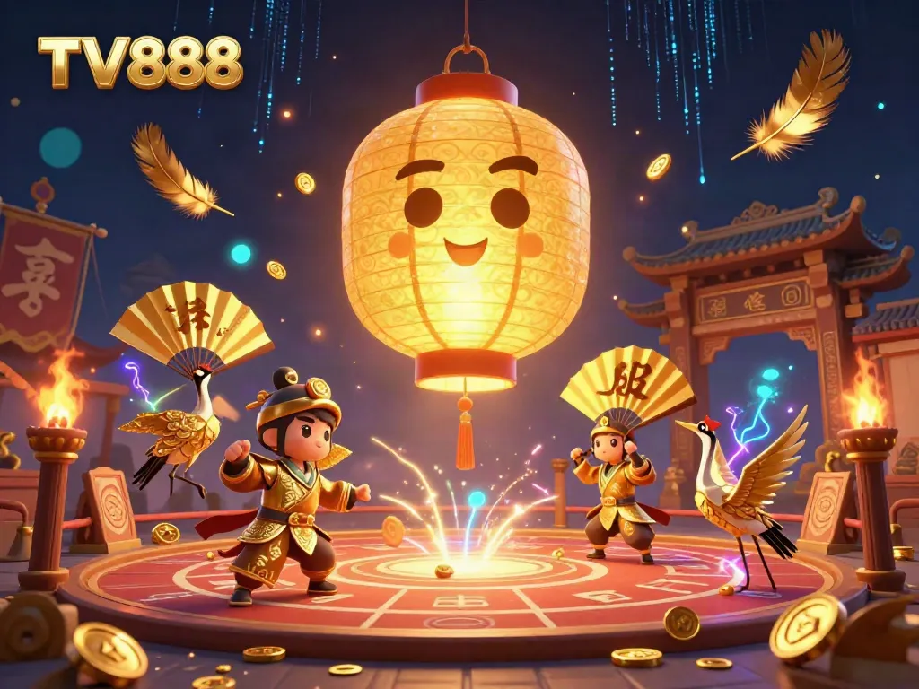 Engage with the exciting world of TV888 gaming through an electrifying 3D illustration featuring vibrant characters and dynamic elements.